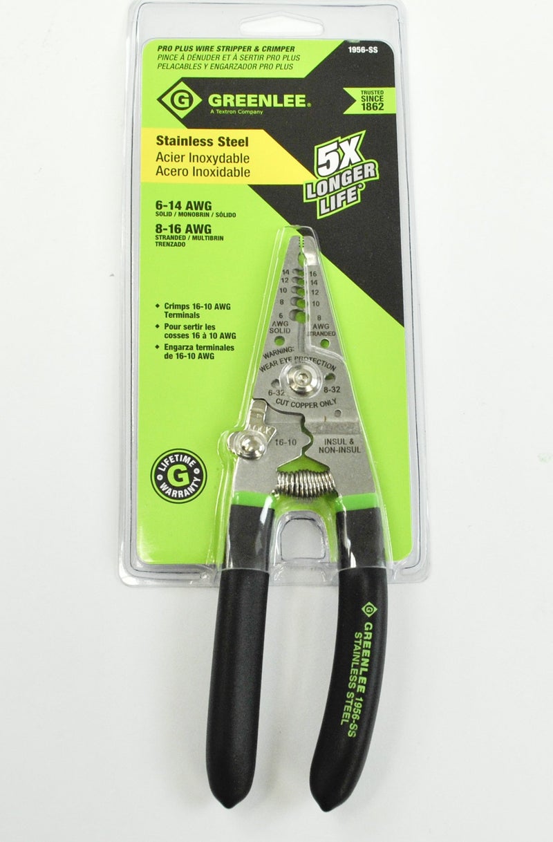 Greenlee 1956-SS Pro Stainless Wire Stripper, Cutter and Crimper Curve, 6-14AWG, 7.5-Inches - Image 2